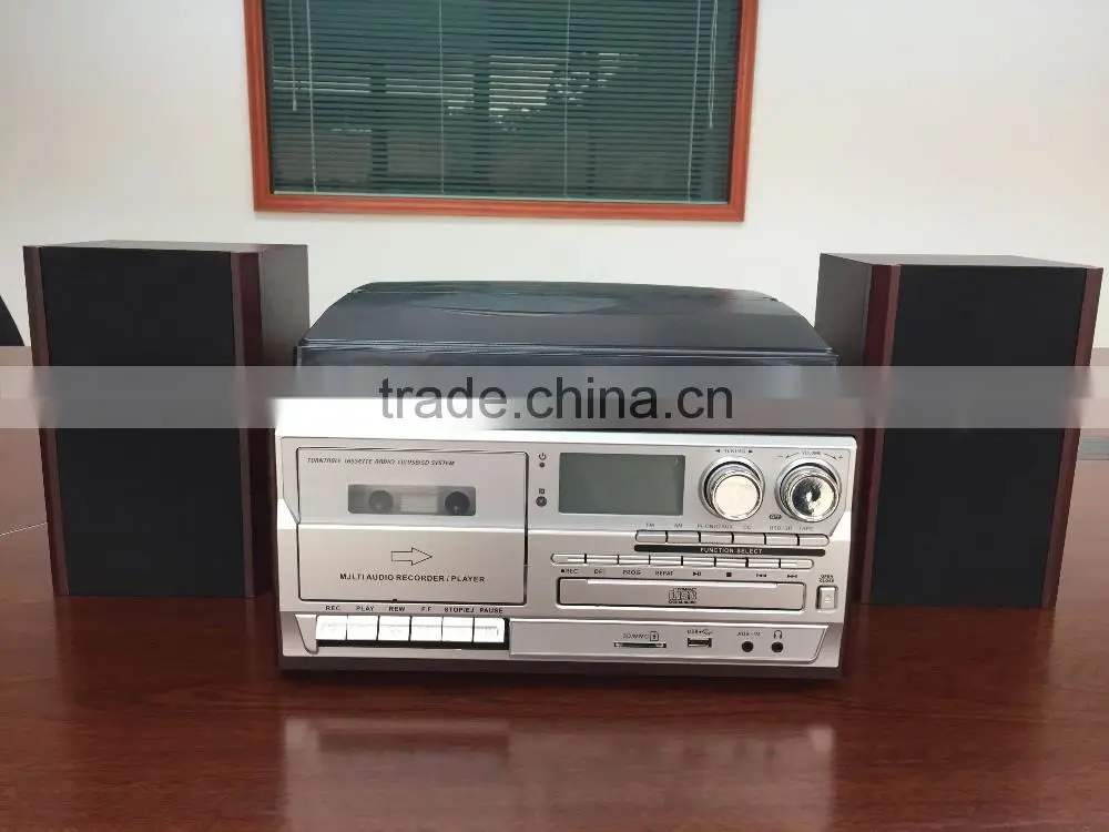 Hifi recordable turntable player with antique and radio and cassette encoding