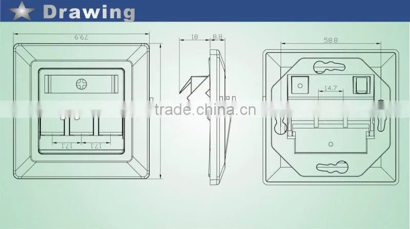 New ABS FTP Germany amp 1 ports 50*50mm Bevelled face plate