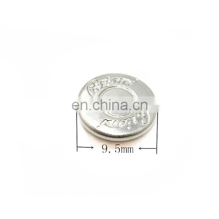 9.5mm Silver Logo Metal Jeans Button