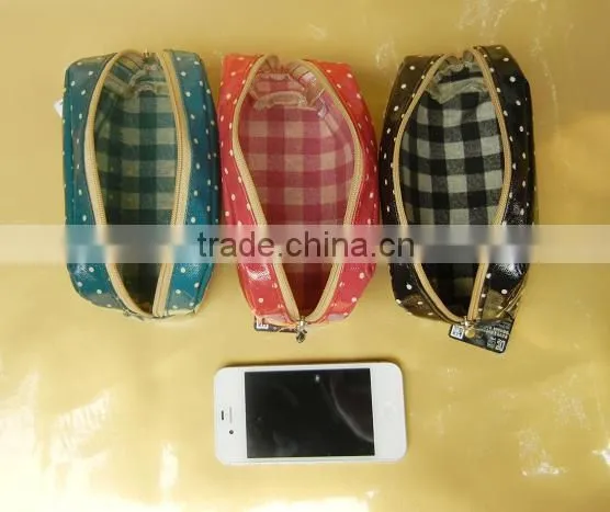 Shining wave point printing light zipper PU cosmetic bag