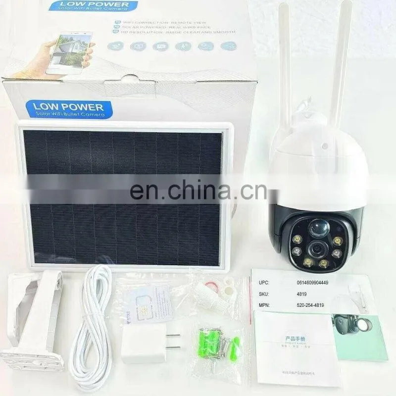 360 Wireless Surveillance PTZ IP Camera Solar Powered CCTV Security Cameras 4G Outdoor Solar Power Wifi Battery Camera V380