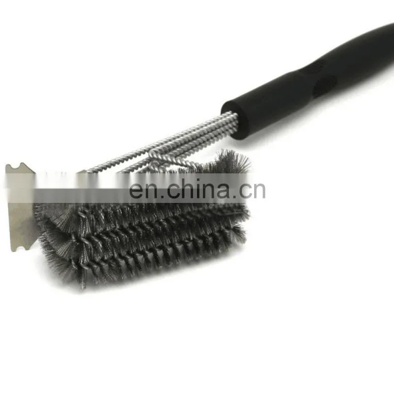BBQ Grill Brush and Scraper BBQ Brush for Grill, Safe 18" Stainless Steel Woven Wire 3 in 1 Bristles Grill Cleaning Brush
