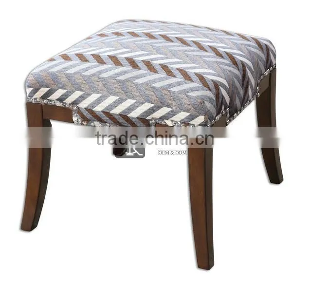 OT-097 Solid Birch Wood Stool With Fabric Cushion