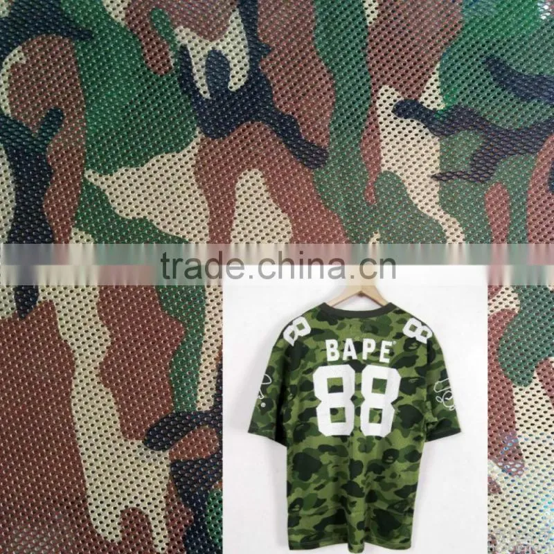 breathable tricot camouflage printed mesh fabric