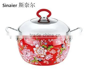 Enamel strait pot with full decals