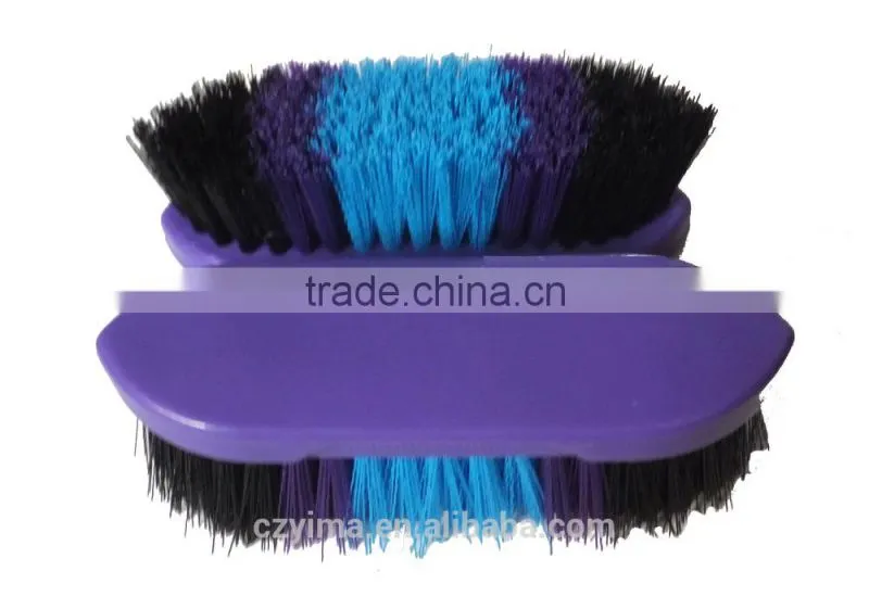 pink horse dandy brush with colorful bristle for horse grooming