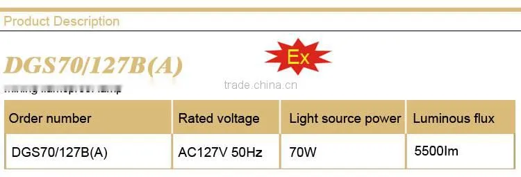 Mining flameproof lamp