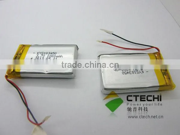 3.7v 1800mah li polymer battery 103450 li-ion prismatic battery