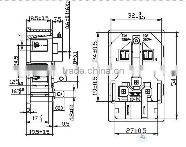 Iec outlet or inlet AC socket wrench with puse holder
