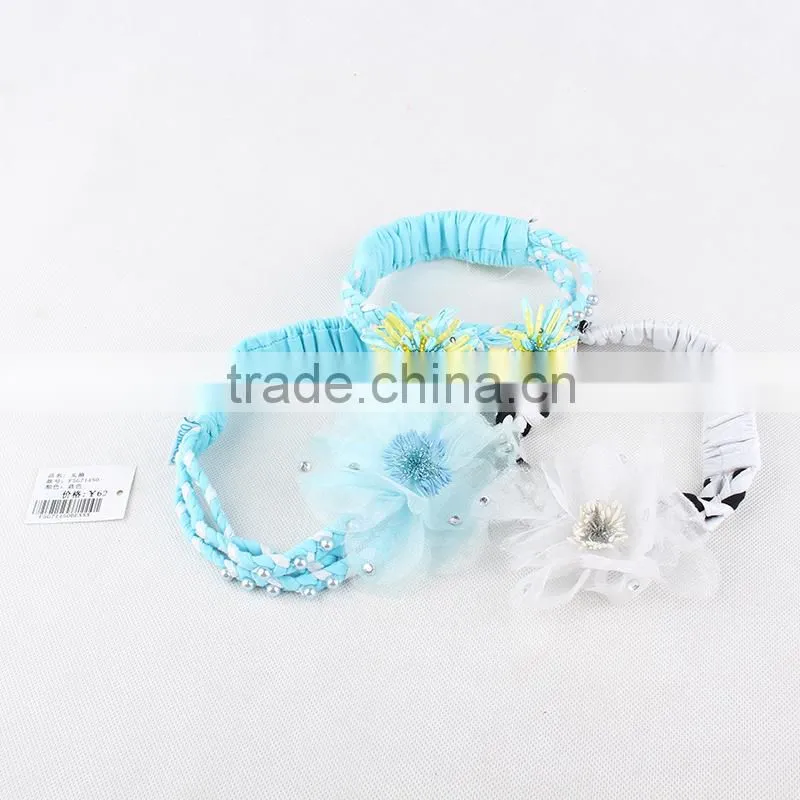 2015 On Discount Kids Hair Accessories Girl Handmade Flower Beaded Elastic Hair Band