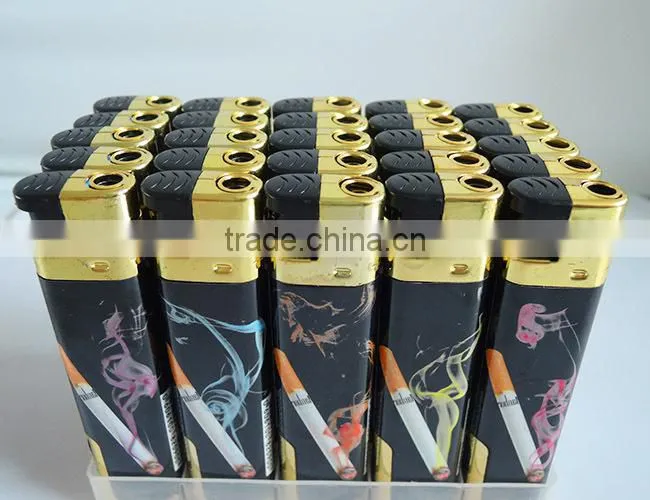 wholesale rechargeable electrionic windproof cigarette lighter with led and wrap paper