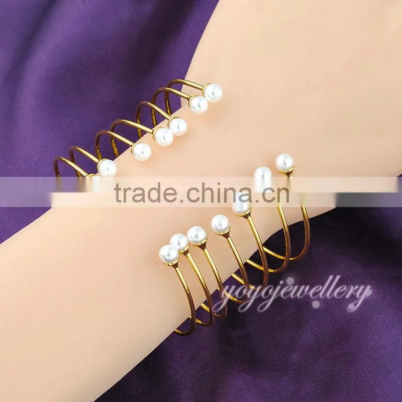 Wholesale pearl gold cuff bangle bracelet