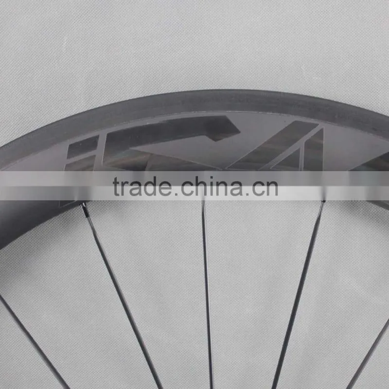 700c ican carbon fiber bike wheels 56mm clincher road bicycle wheel with glossy logos W56C