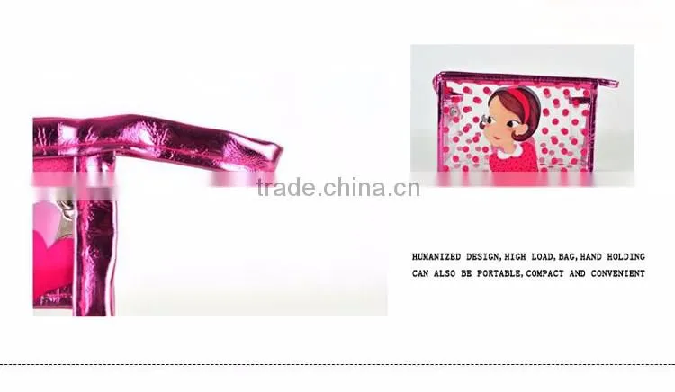 fashion transparent PVC for cartoon cosmetic bag simple small makeup bag