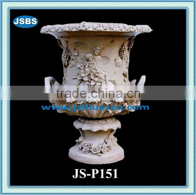 decorative antique garden cherub marble flowerpot
