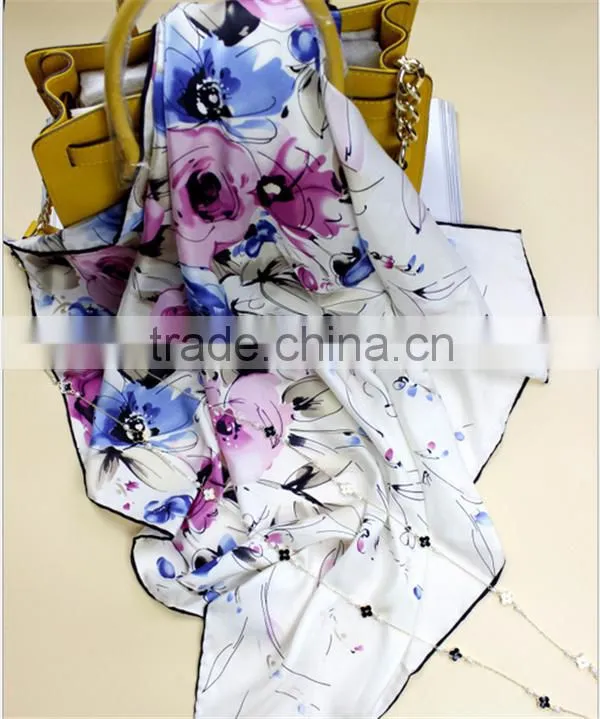 wholesale custom logo 100% silk printing scarf
