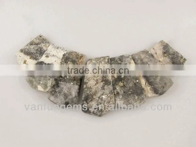 B grade White Pyrite rectangle freeform beads for necklace