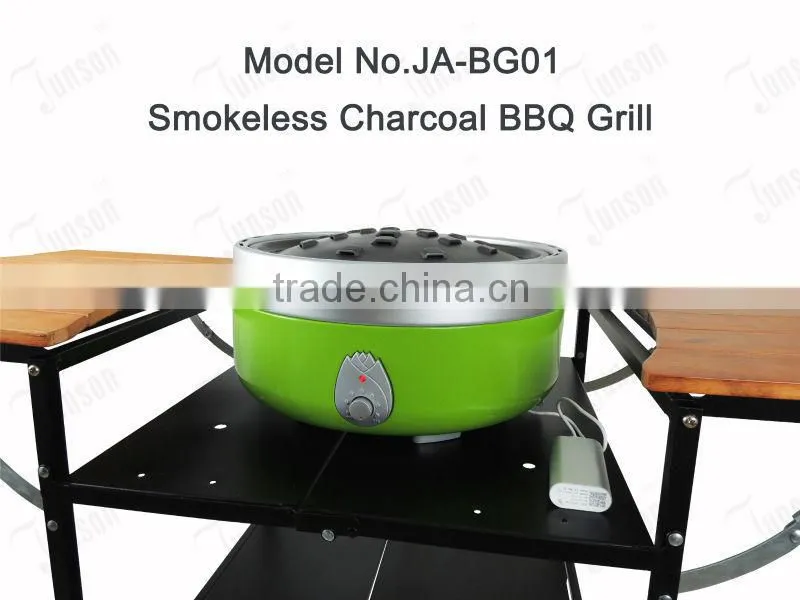 Folding BBQ Shelf and Patented Design Charcoal Grill/Indoor Smokeless Charcoal Barbecue Grill