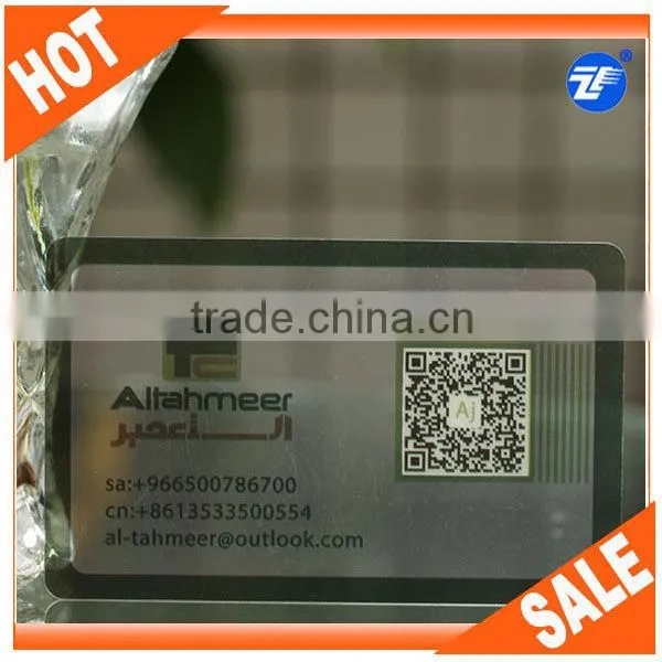 PVC plastic transparent visiting card