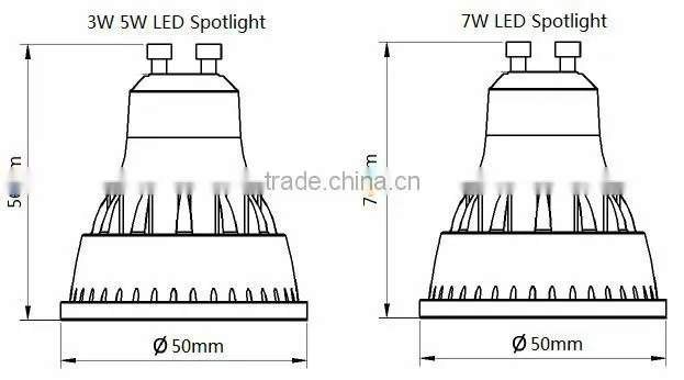 WW/PW/CW CCT 80lm/W COB 5W GU10 LED Spotlight