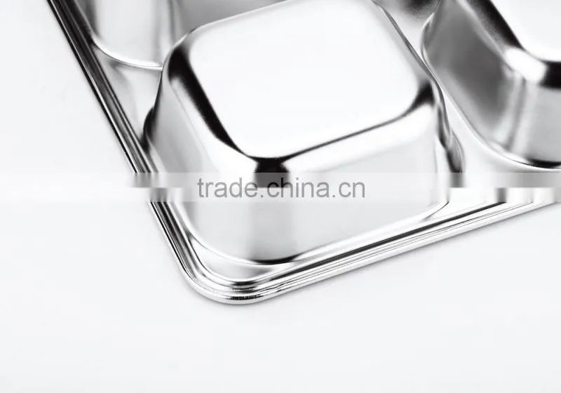 stainless steel lead and bpa free dinner square thick plate with cover for hotel 2015
