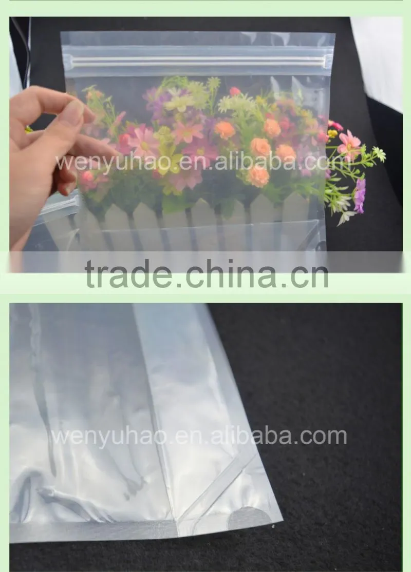 food grade transparent packing bag for food / double zipper food grade transparent packing bag for food
