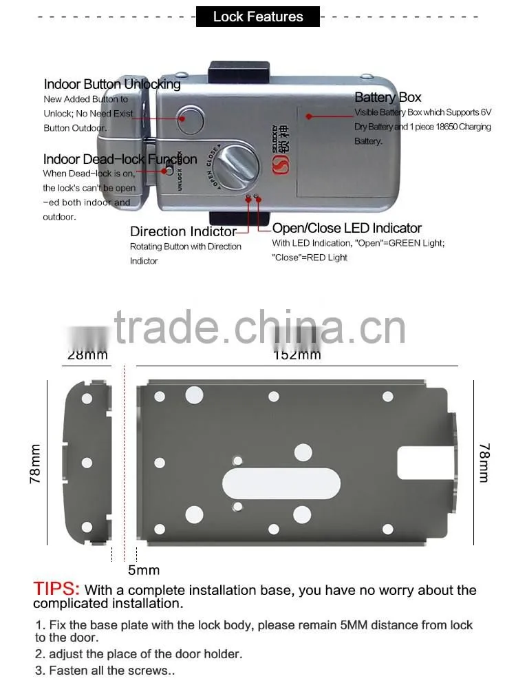 New Product, Hidden Door Lock, Without Cylinder