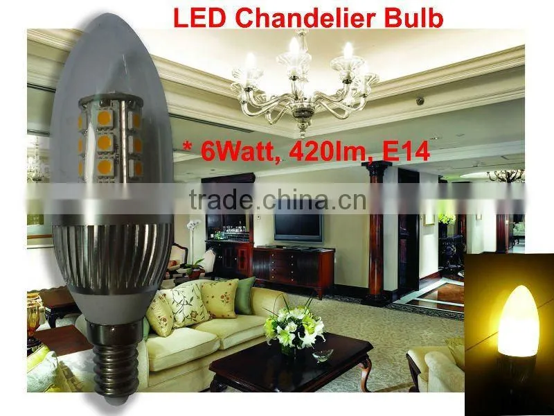 6w led torpedo candle light,silver body
