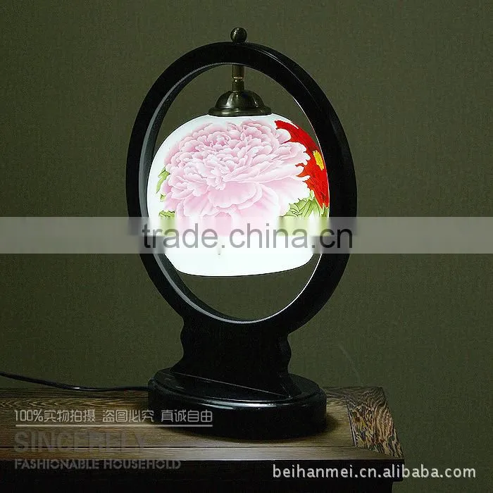 hand paint pony flower antique table lamp for bedroom