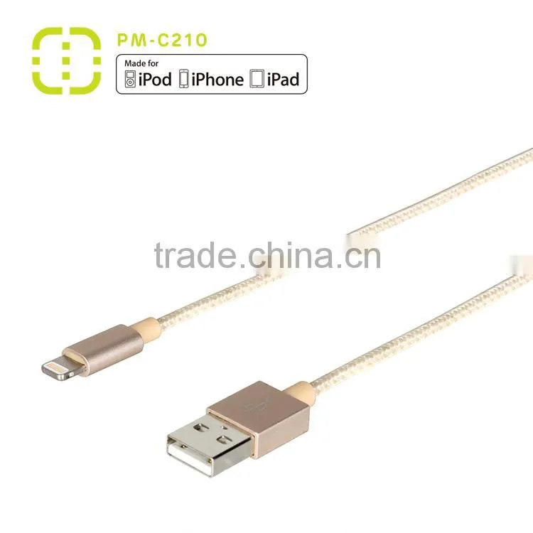 OEM mfi nylon braided cable with aluminum housing