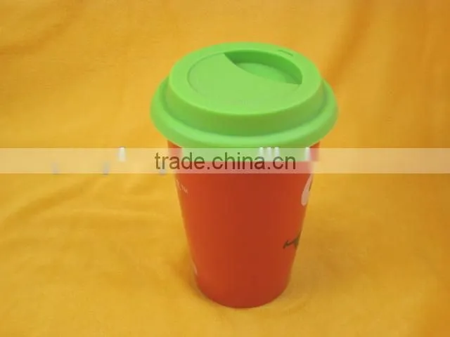 YF11022 double layer ceramic mug with silicone lid