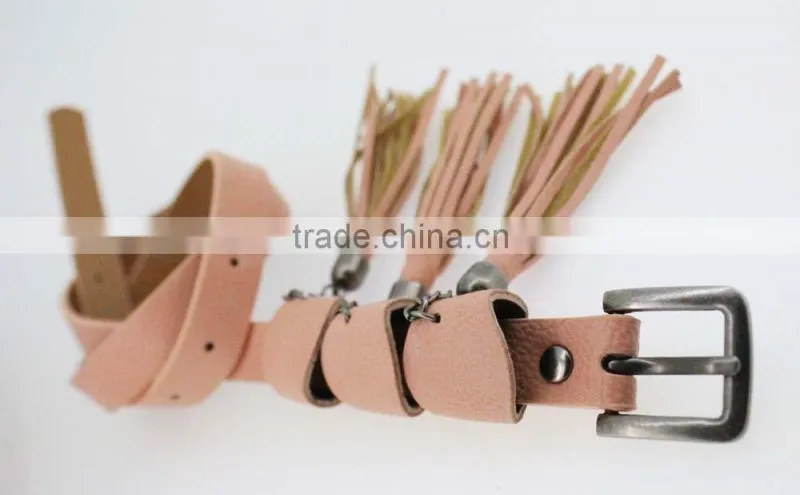 Women's fashion tassel belt with High Quality pu leather & Folk tassels