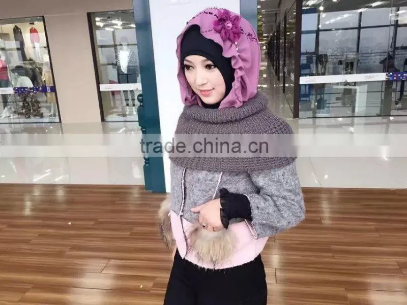 H257 big size ninja hats with hoody and handmade flower and beading