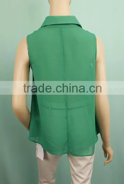 Summer short sleeve stand collar sexy office lady blouse designs WT150332360
