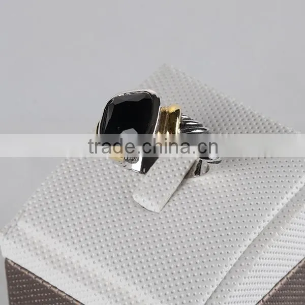 NEW 2016 Popular Fashion Jewelry Loyal Exquisite Square Shapped Ring Big Black stone CZ Diamond Ring Wholesale