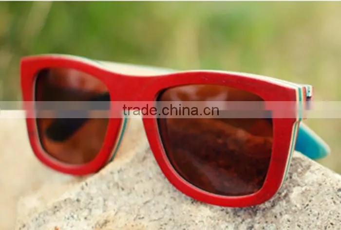 womens 2016 fashion vogue UV400 mirror lens custom design bamboo wooden polarized sunglasses with CE standard