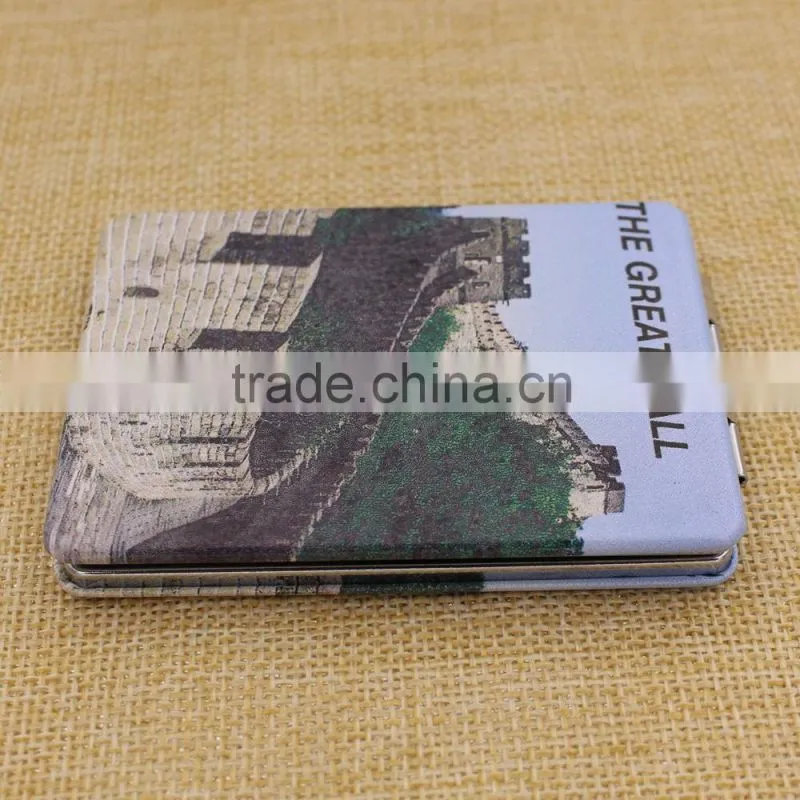 Leather mirror pocket/rectangle pocket mirror/ pu compact mirror with great wall promotion