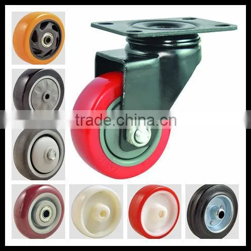 100mm red pu caster wheel,furniture castor,trolley wheels