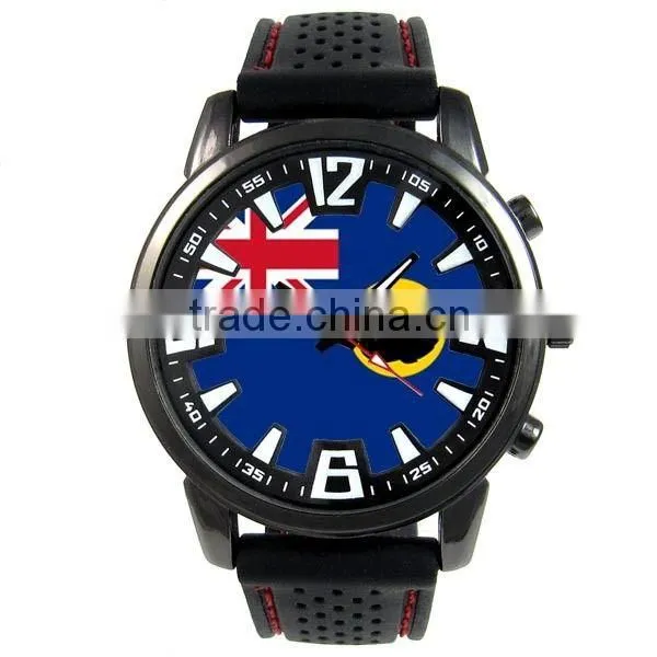 Custom round metal black case silicone logo watch fashion 2014 JP TIME watch