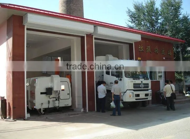 Horizontally lifting compression garbage transfer station