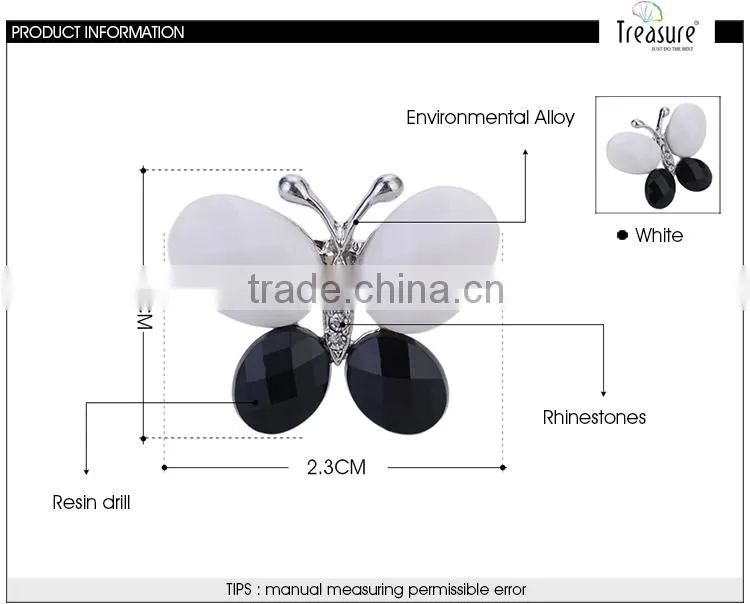 Christmas present resin drill butterfly brooch pin made in China, men and women jewellry