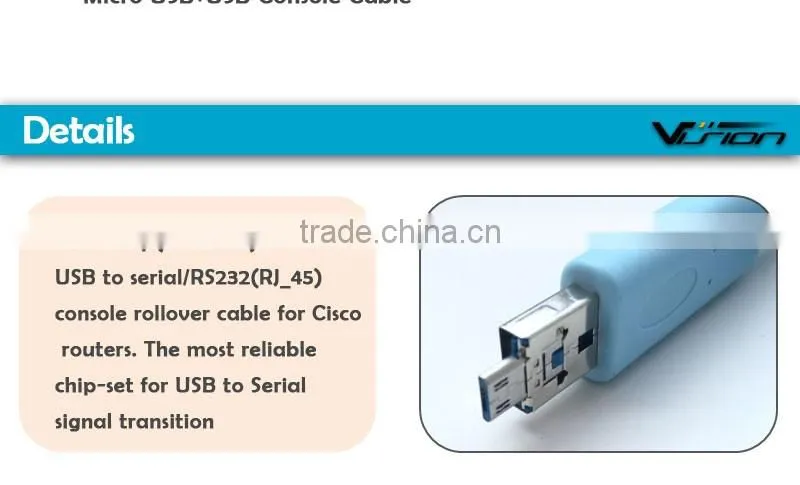 Classical blue FTDI Micro usb+USB to RJ45 console cable for Cisco router