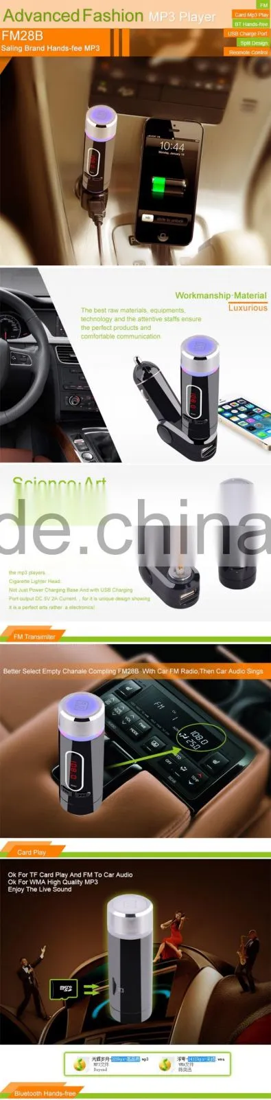 New Car Kit FM Transmitter For Smart Phone Handsfree Bluetooth Car Kit