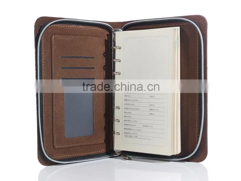 Hardcover leather noteebook with zipper