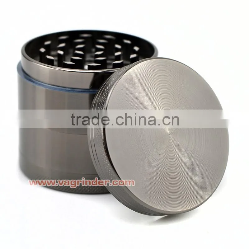 VA Grinders - 2.5 Inch Herb Grinder - 4 piece Titanium Series - Pollen Catcher, Kief Scraper, Trave pouch