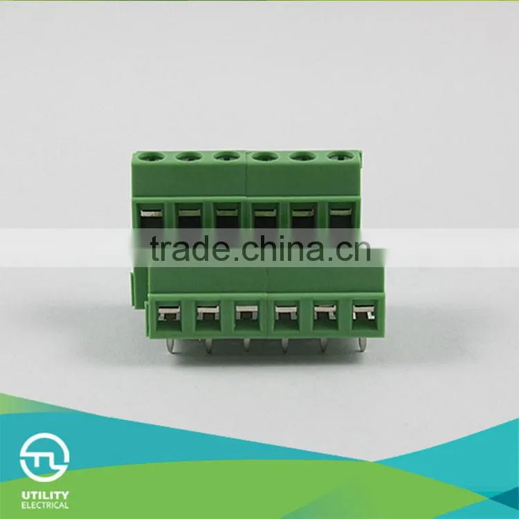 electrical screw Brass Tin Plated terminal block connectors MU1.5HM2L 5.08mm 6P for pin block terminal connector