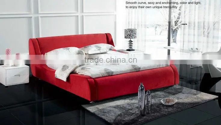 Modern leather bed Red leather bed F015
