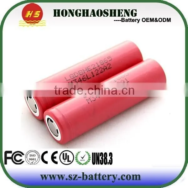 14C high dicharge LG 2500mah HE2 li ion battery 18650 for scooter power tool battery cell