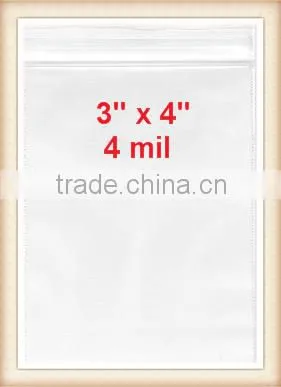 wholesale zlb-17 3" x 4" 4 Mil Clear Zipper Bags, Dispenser Bag Packs of 100