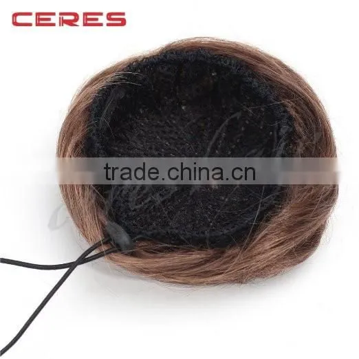 fashion original clip on man bun wig natural black color
